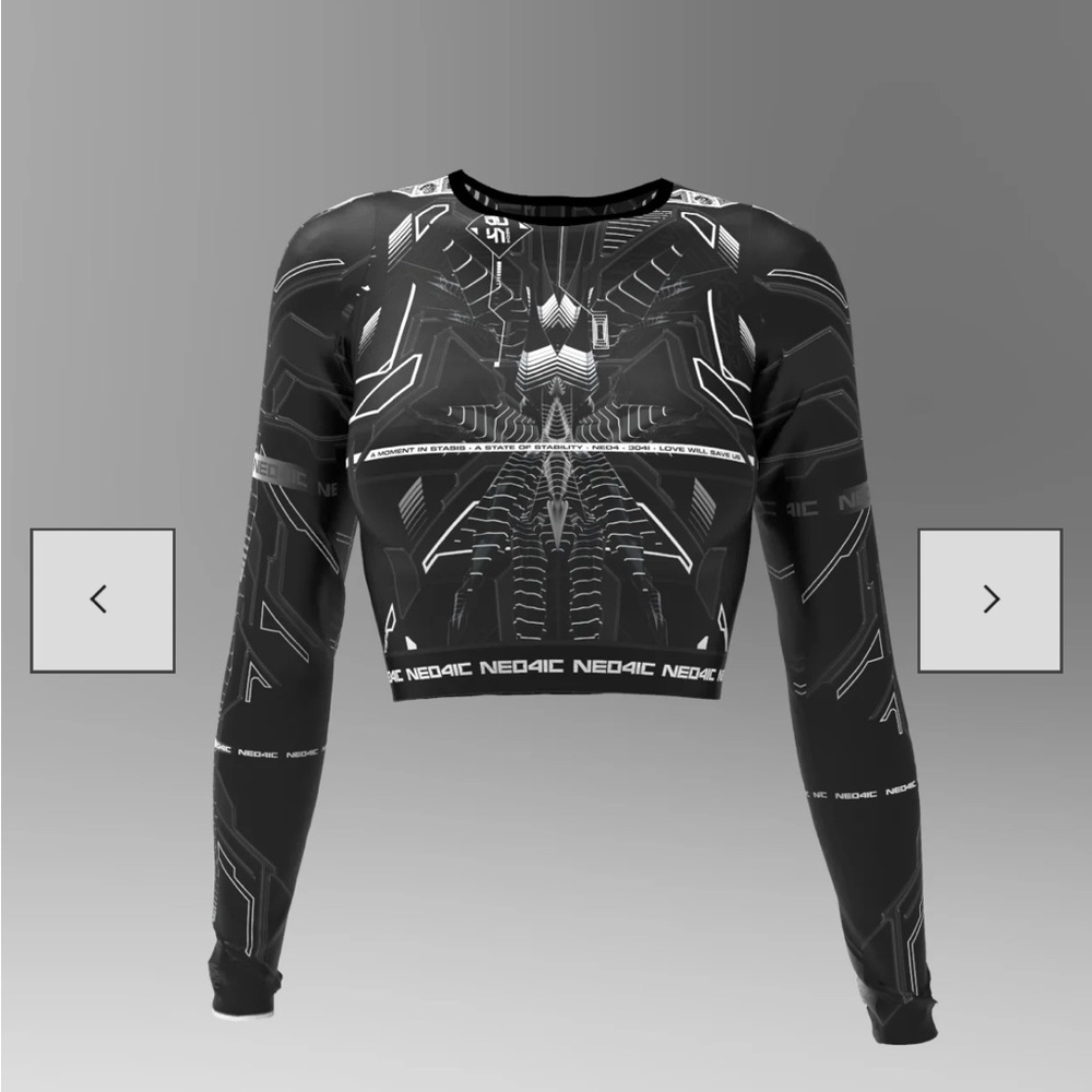 Neo4ic Rave/Festival Crop Top Long-Sleeve